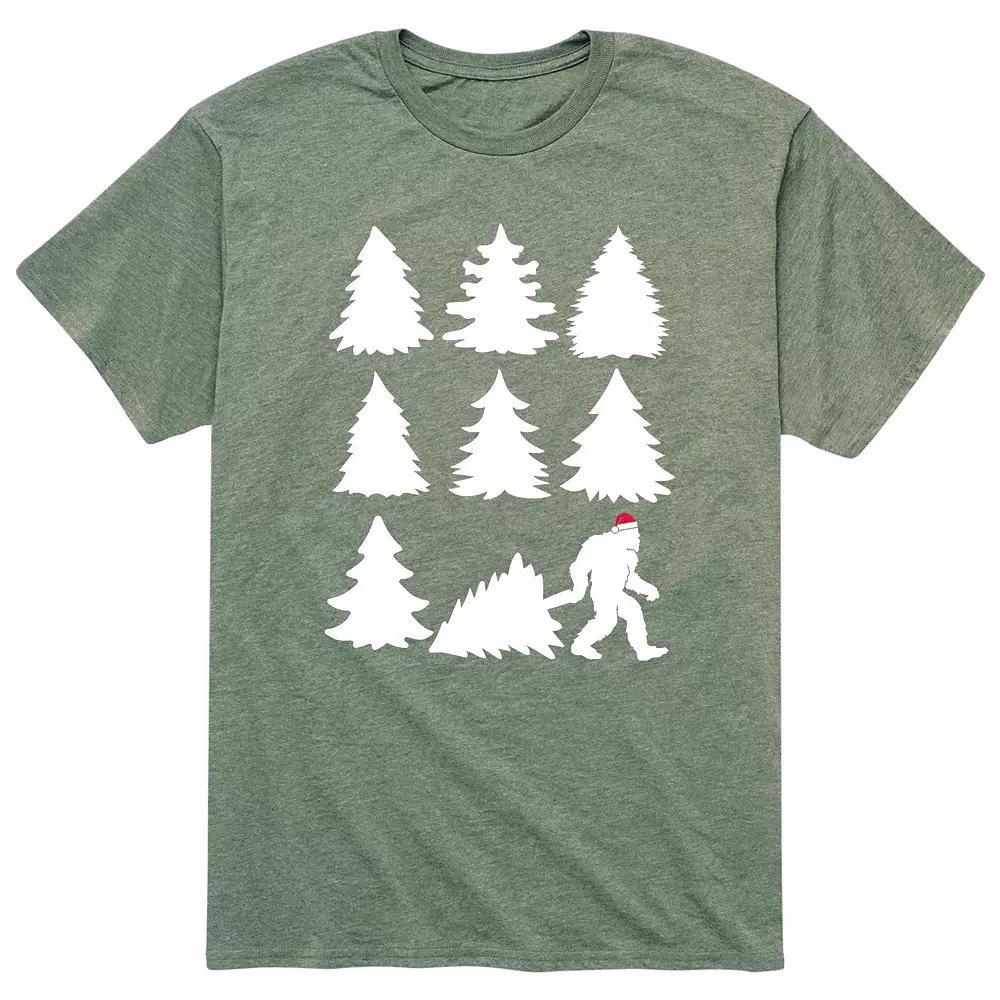 Mens Sasquatch Tree Tee Grey Military Green Product Image