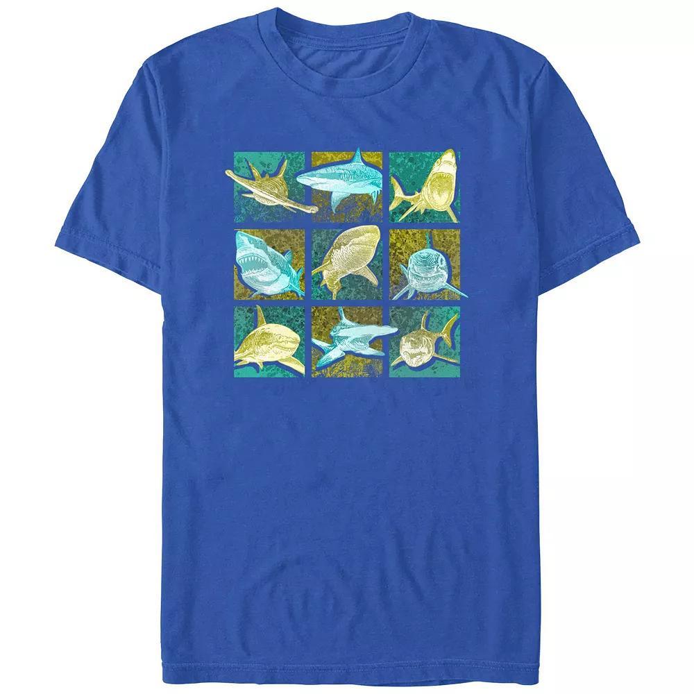 Men's Shark Portraits Graphic Tee, Size: XL, Royal Product Image
