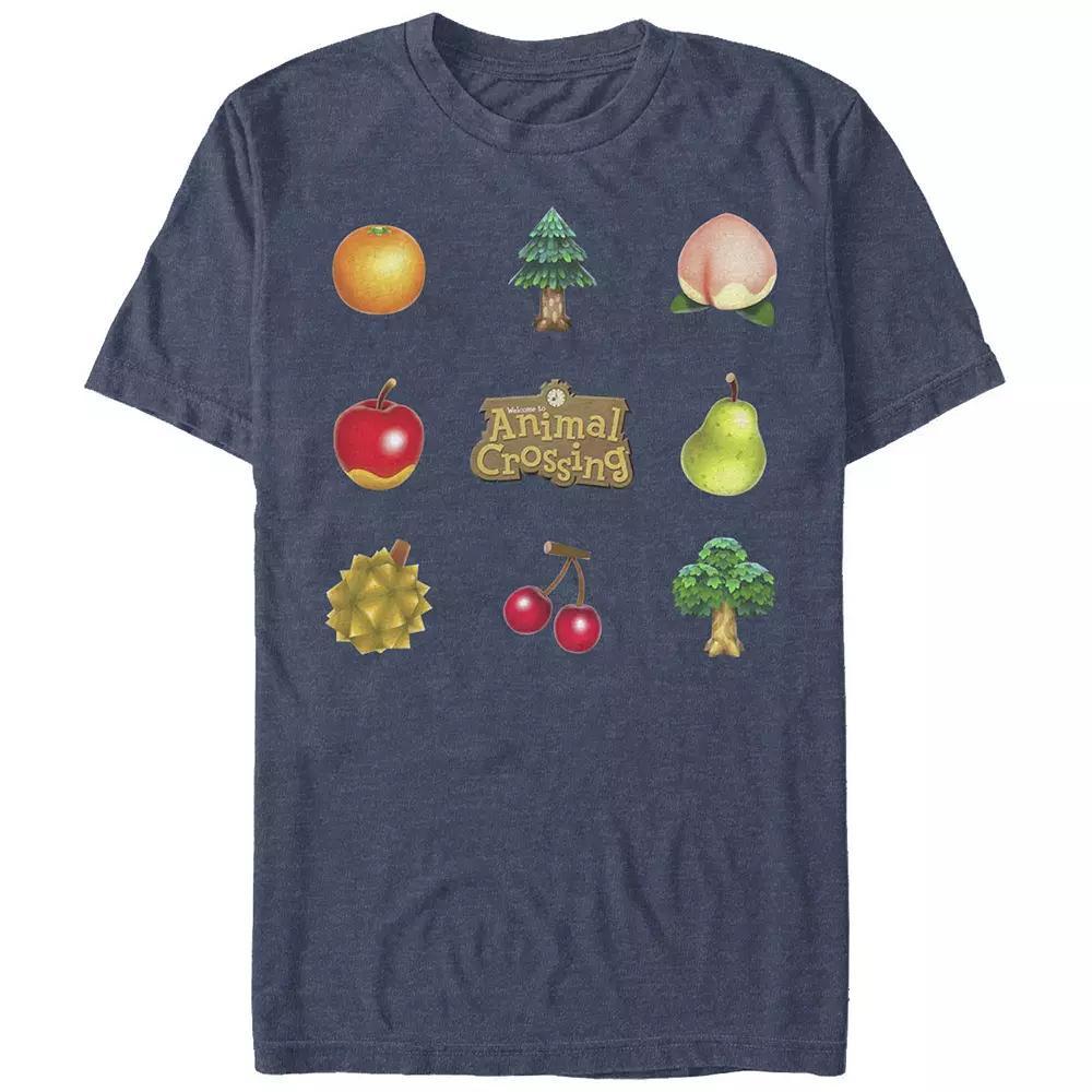 Men's Animal Crossing Items Found Title Logo Graphic Tee, Size: XXL, Navy Grey Product Image