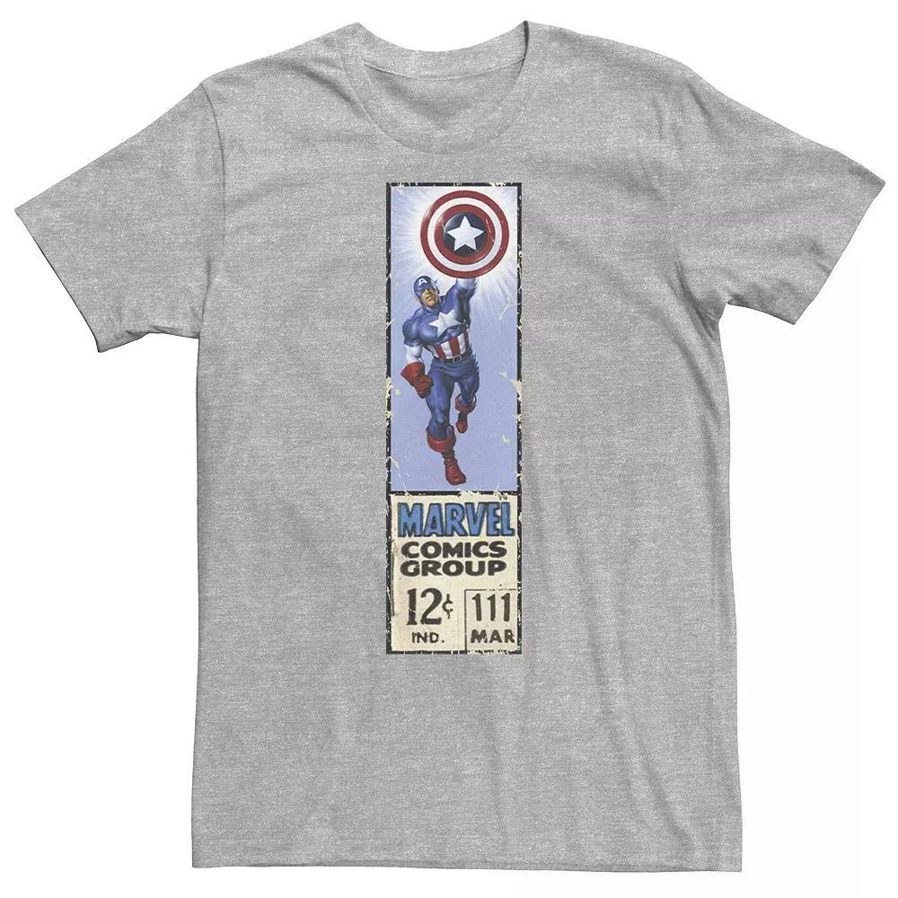 Big & Tall Marvel Captain America Comics Group Vintage Ticket Label Tee, Men's, Size: 3XL Tall, Athletic Grey Product Image
