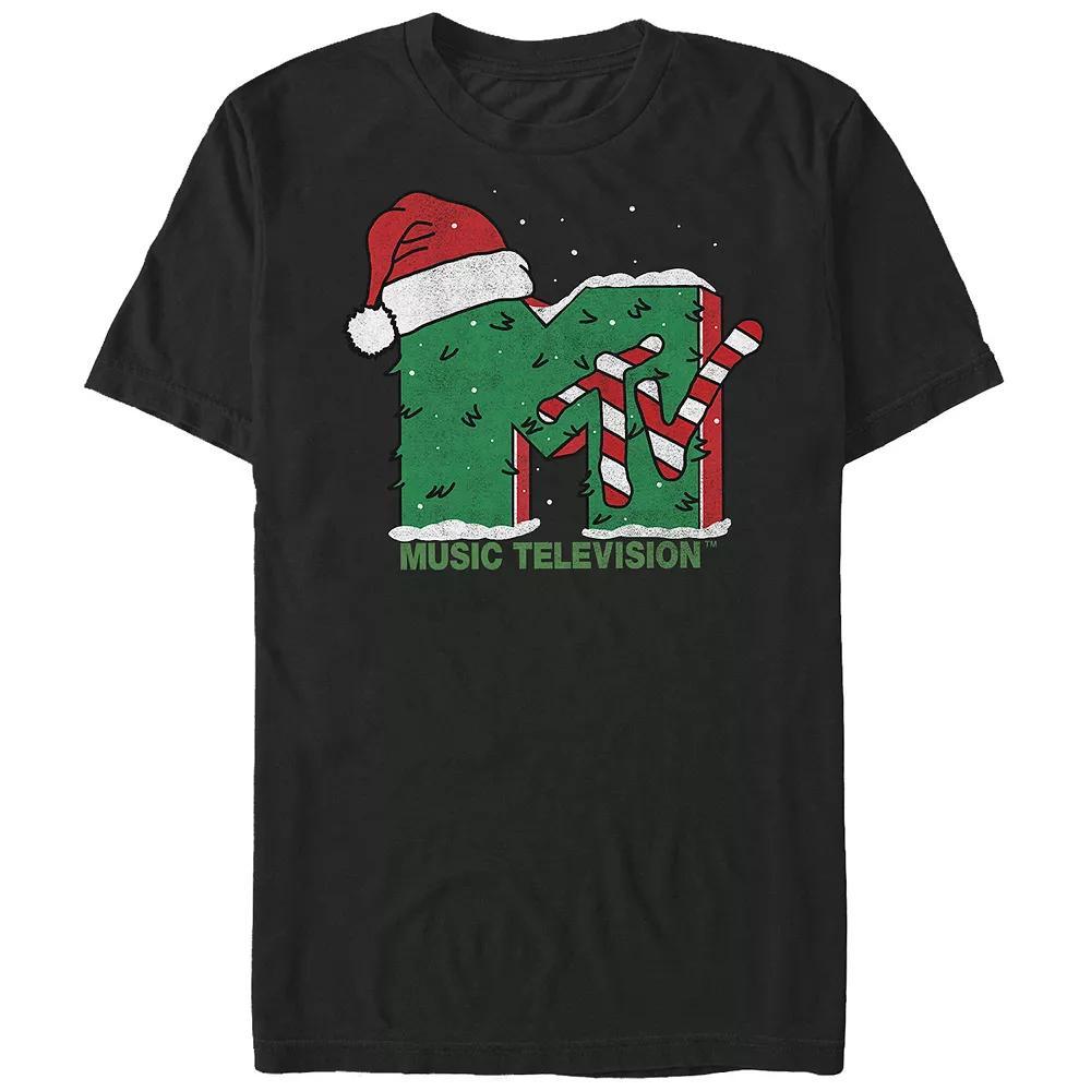 Men's MTV Christmas Tree Print Logo Graphic Tee, Size: XXL, Black Product Image