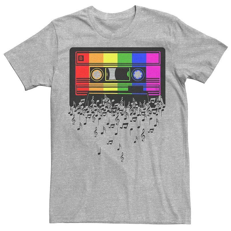 Men's Pride Rainbow Flag Music Note Cassette Graphic Tee, Size: Large, Athletic Grey Product Image