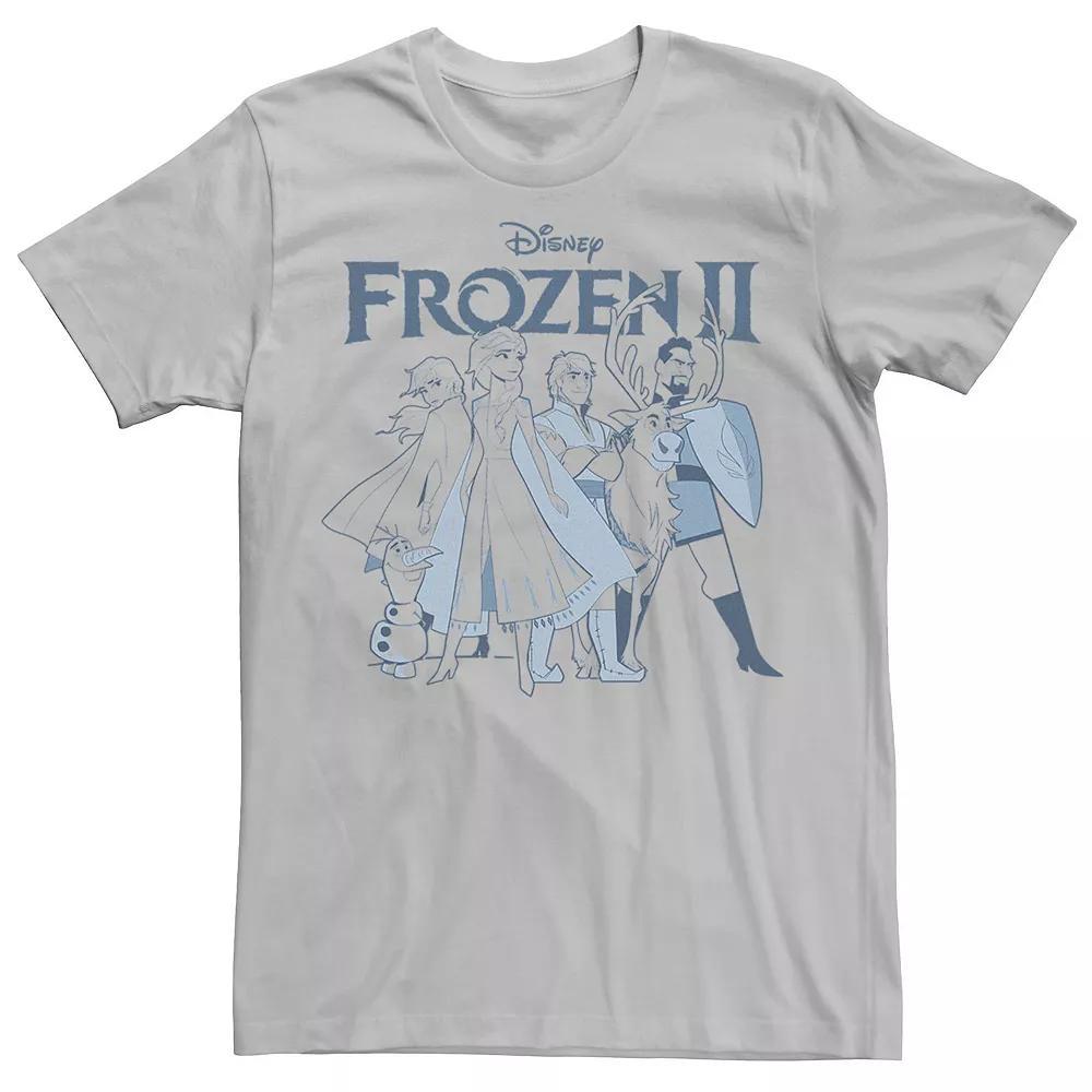 Disney's Frozen Men's 2 Group Shot Outline Logo Graphic Tee, Size: XXL, Silver Product Image