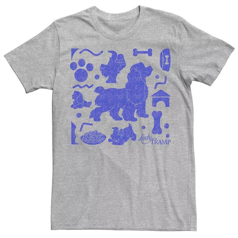 Disney's Lady And The Tramp Silhouette Icons Men's Tee, Size: Small, Athletic Grey Product Image