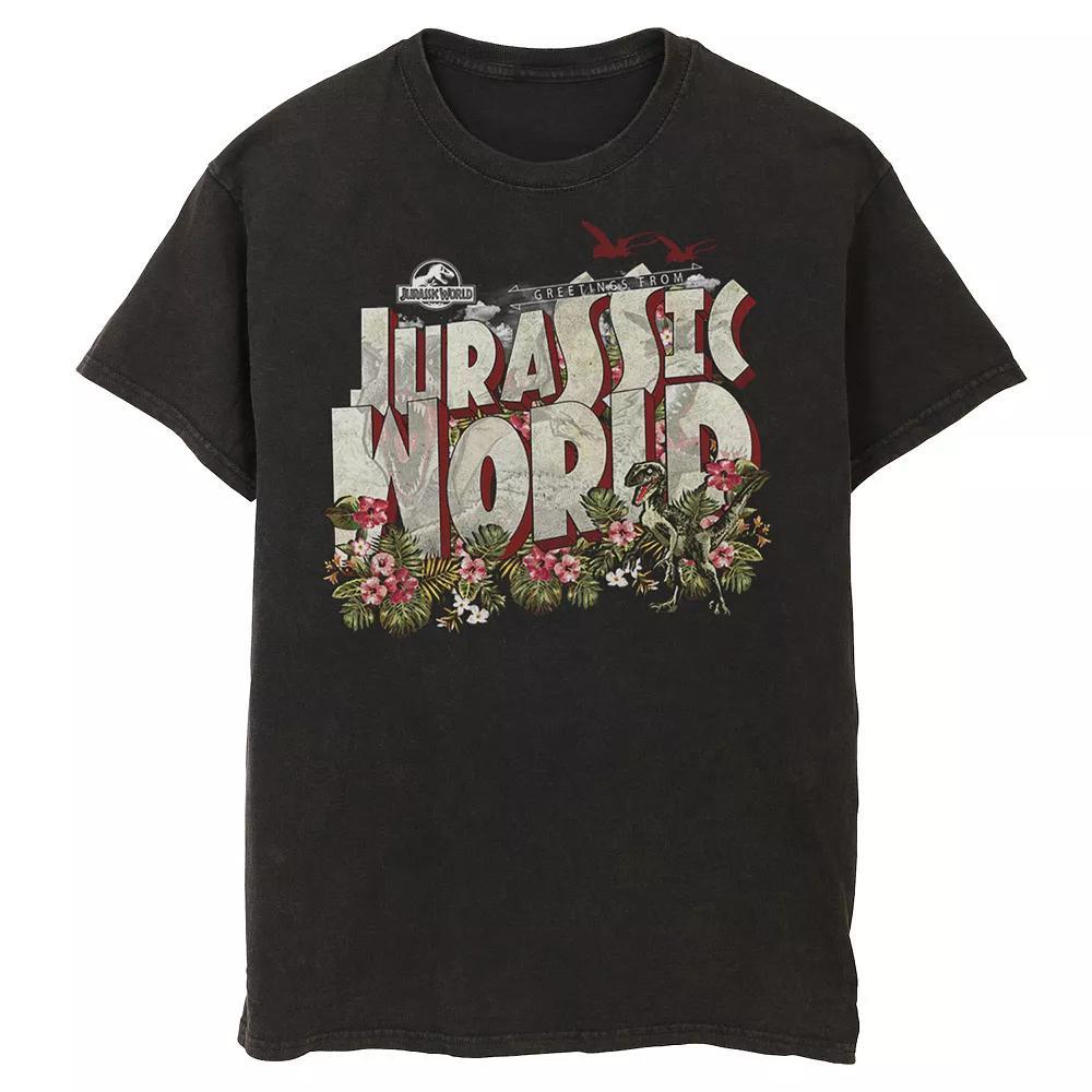 Men's Jurassic World Tropical Raptor Postcard Tee, Size: 3XL, Black Product Image