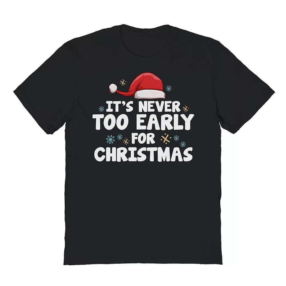 Men's Never Early Christmas Graphic Tee, Size: XXL, Black Product Image