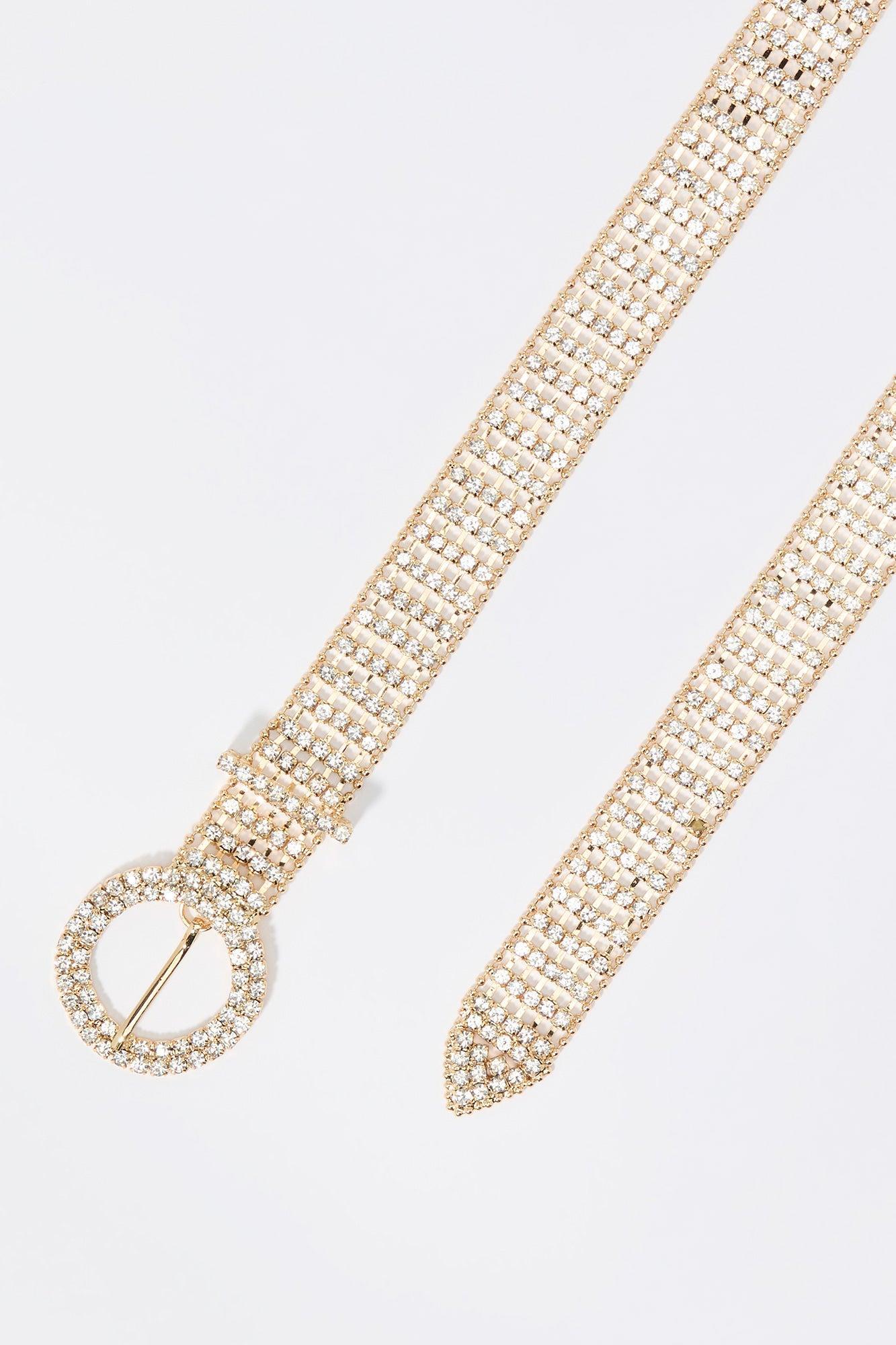 Rhinestone Circle Buckle Belt Female Product Image