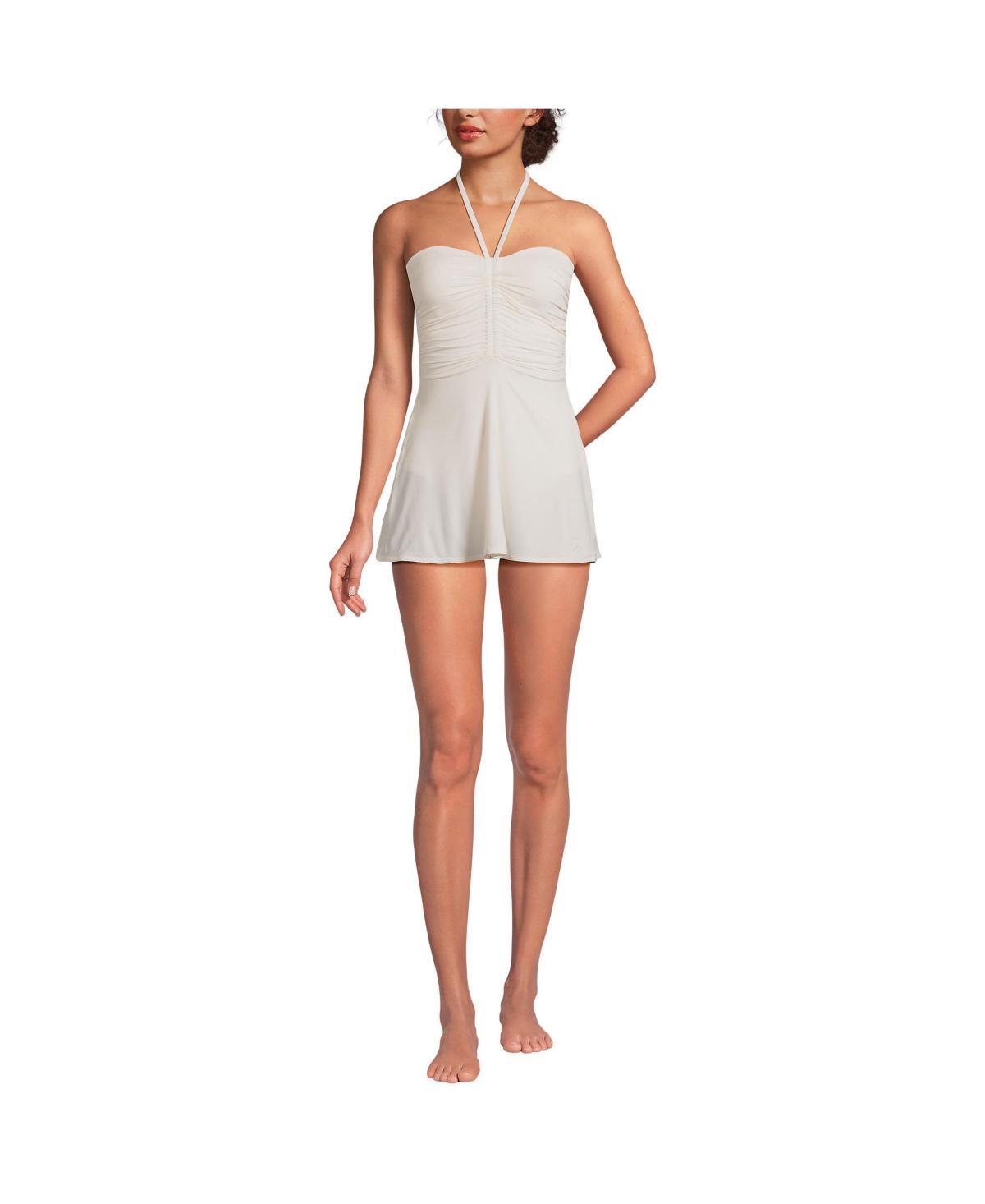 Women's Lands' End Ruched Multi-Way Mini Swim Dress Swimsuit, Size: 14, Purple Olive Ombre Product Image