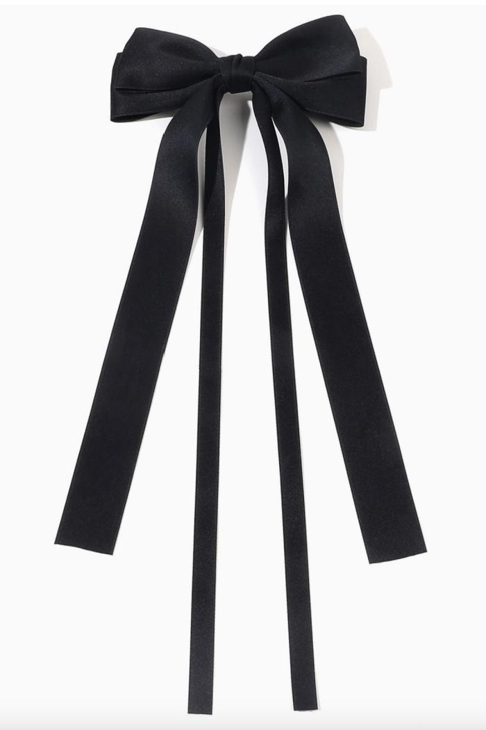 Vday Double Layered Bow Long Ribbon Barrette Clip Product Image