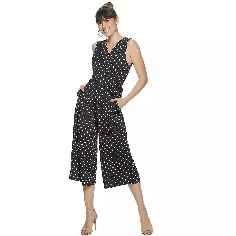 Women's Nina Leonard Print Surplice Wide-Leg Jumpsuit, Size: XL, Purple Product Image