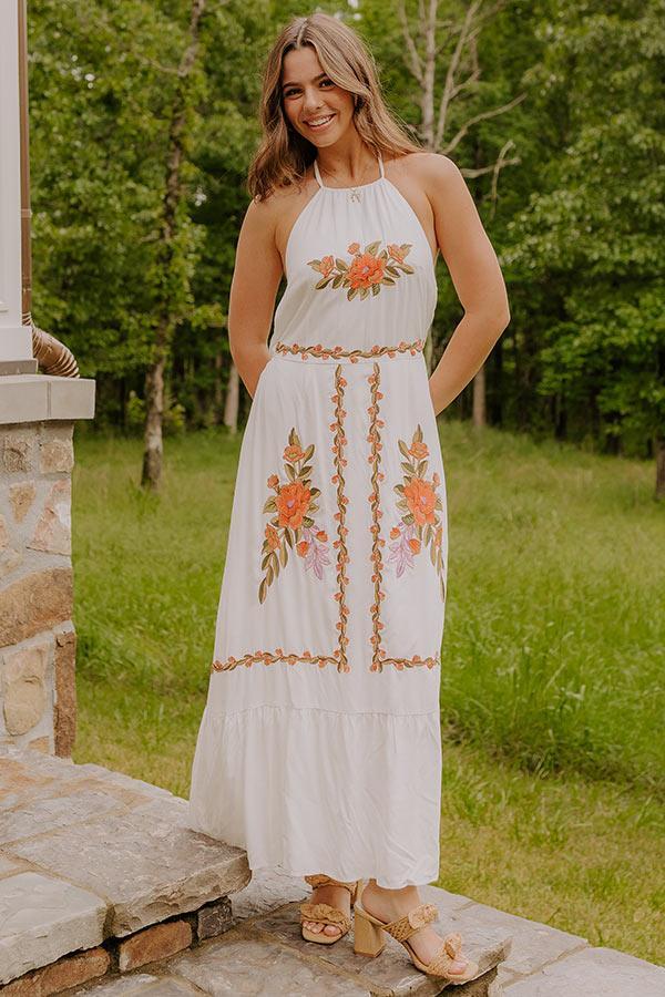 Sunset Meadow Floral Embroidered Maxi Dress Product Image