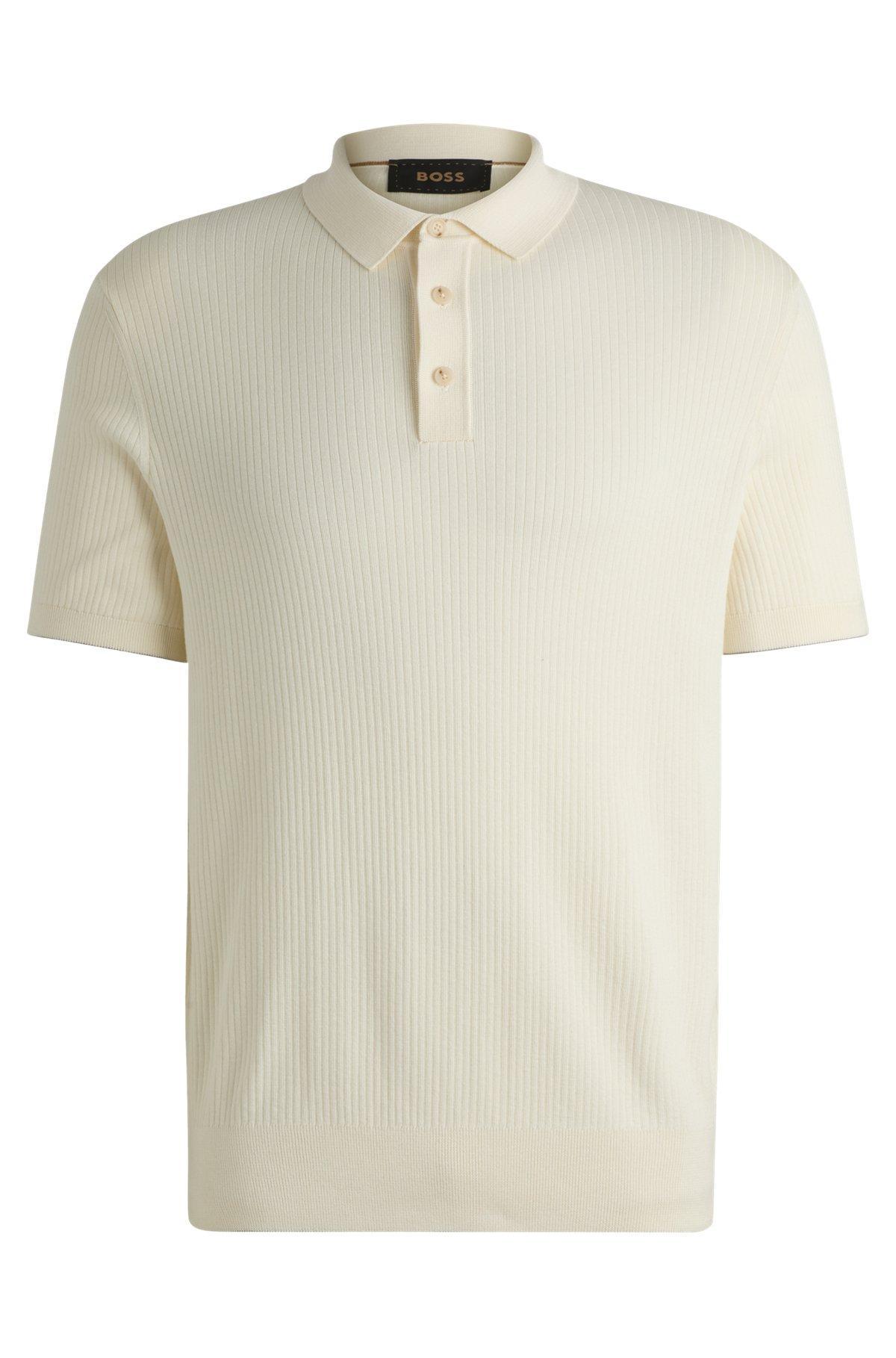 Regular-fit polo sweater in silk and cotton Product Image