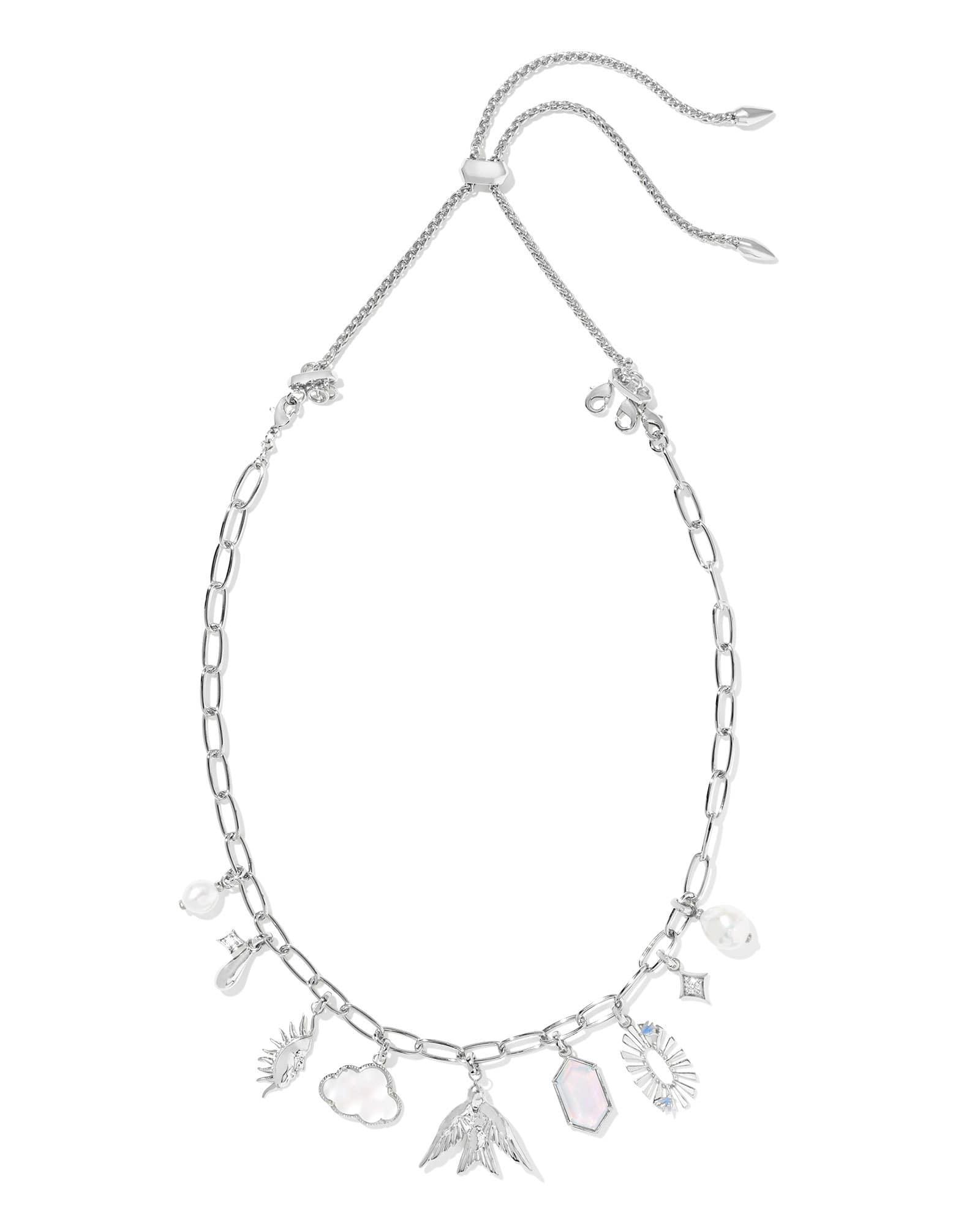 Melody Convertible Silver Statement Charm Necklace in Freshwater Cultured Pearl Product Image