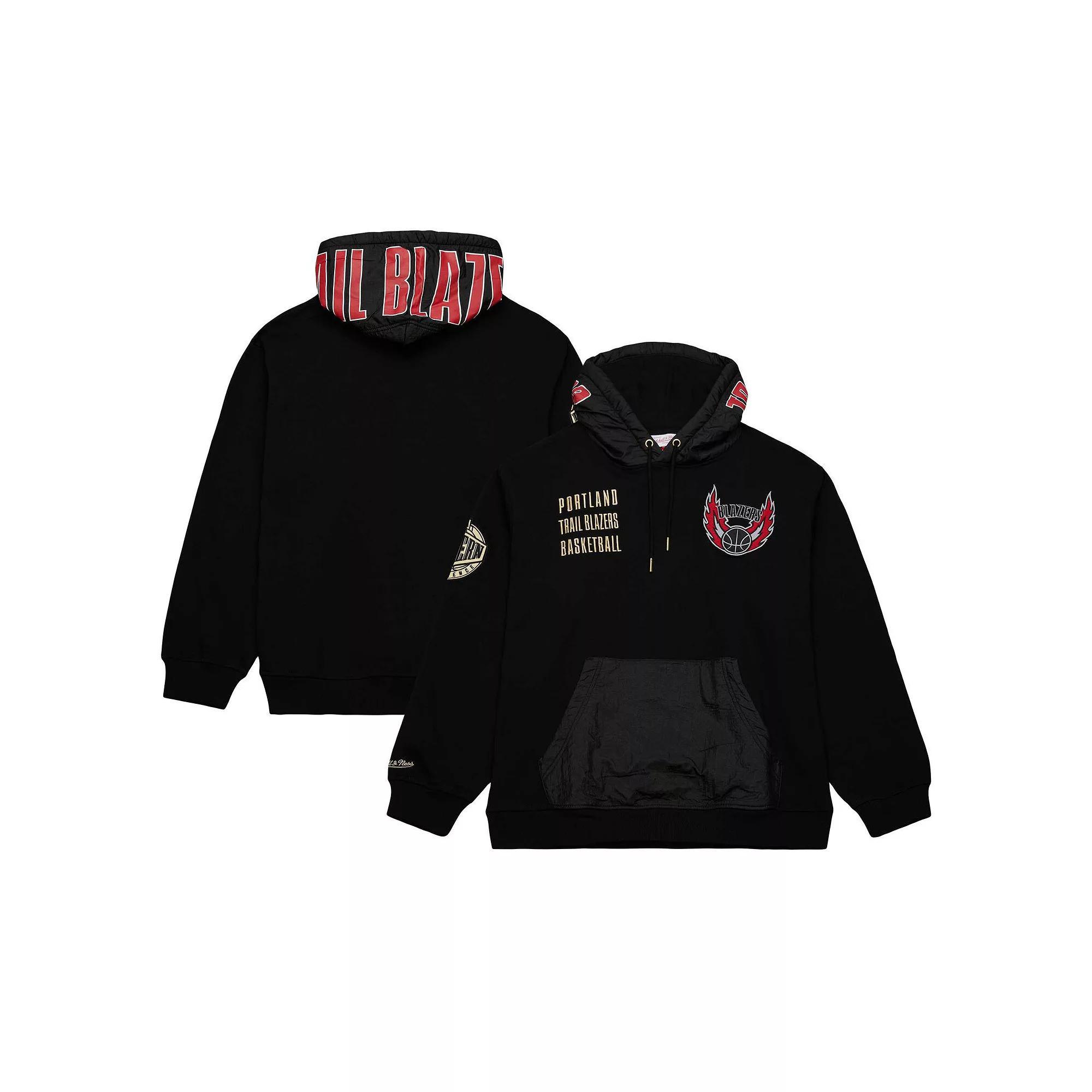 Men's Mitchell & Ness Black Portland Trail Blazers  Team OG 2.0 Vintage Logo Fleece Pullover Hoodie, Size: 3XL Product Image