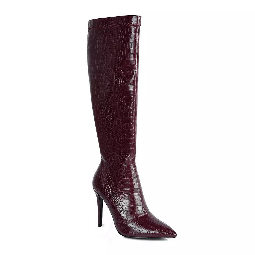 London Rag Wheedle Women's Heeled Mid Calf Boots, Size: 5, Red Product Image