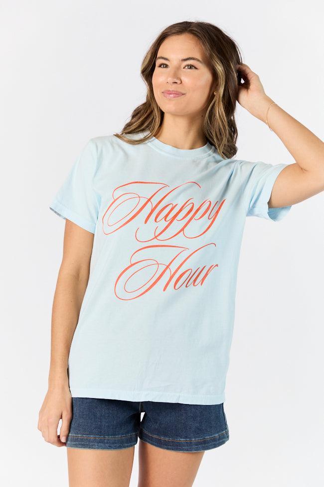 Happy Hour Light Blue Comfort Color Graphic Tee Product Image