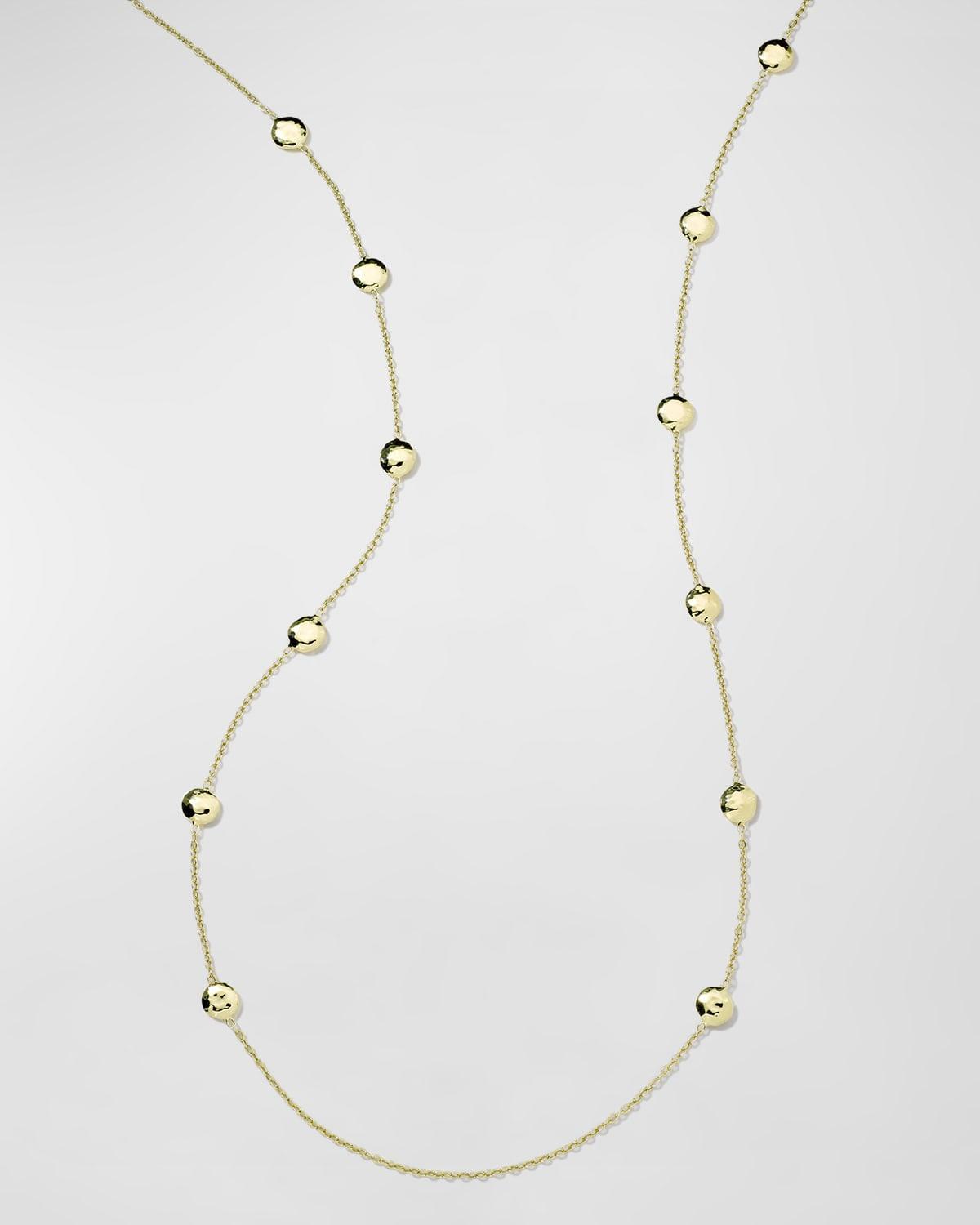 Long Hammered Pinball Layering Necklace in 18K Gold Product Image