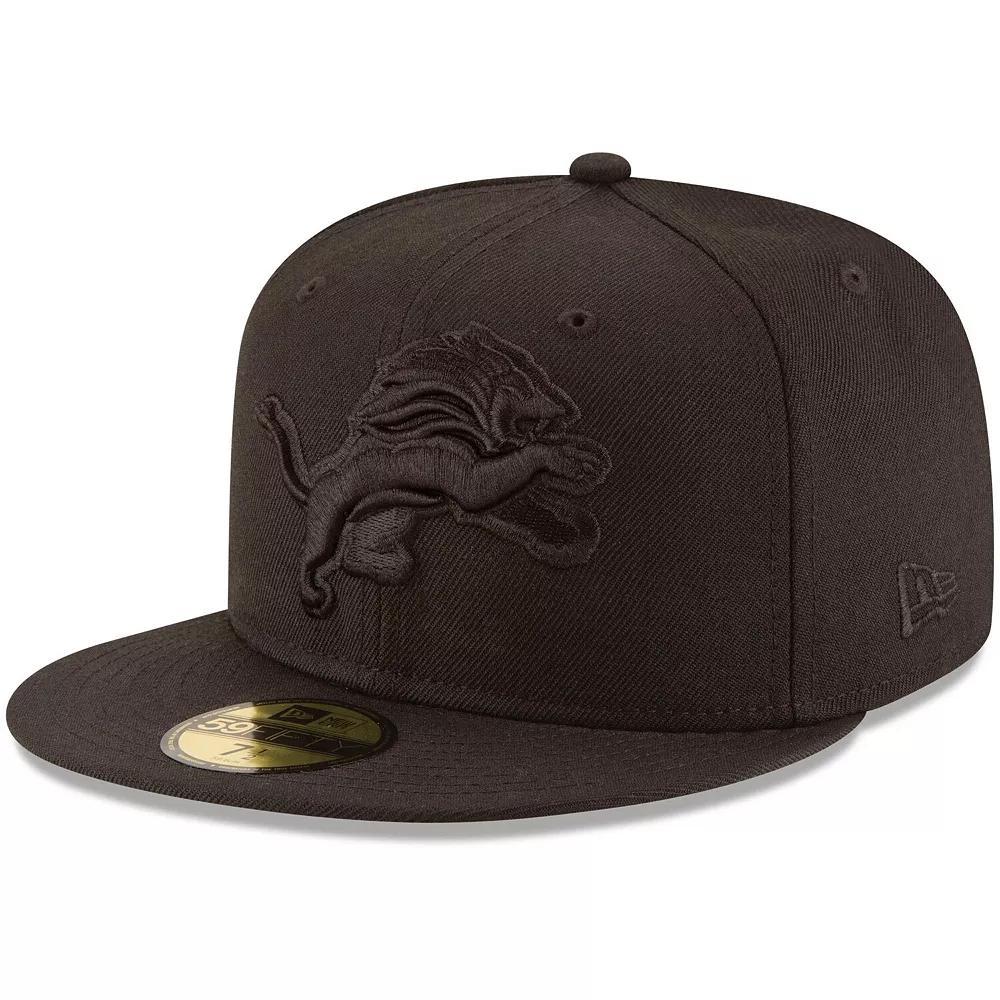Men's New Era Detroit Lions Black on Black 59FIFTY Fitted Hat, Size: 7 5/8 Product Image
