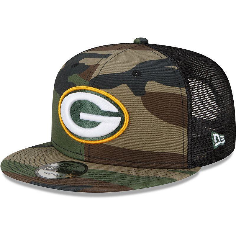 Mens New Era Camo Bay Packers Woodland Trucker 2.0 9FIFTY Snapback Hat Product Image