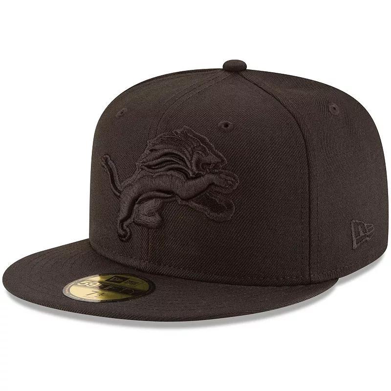 Men's New Era Detroit Lions Black on Black 59FIFTY Fitted Hat, Size: 7 5/8 Product Image
