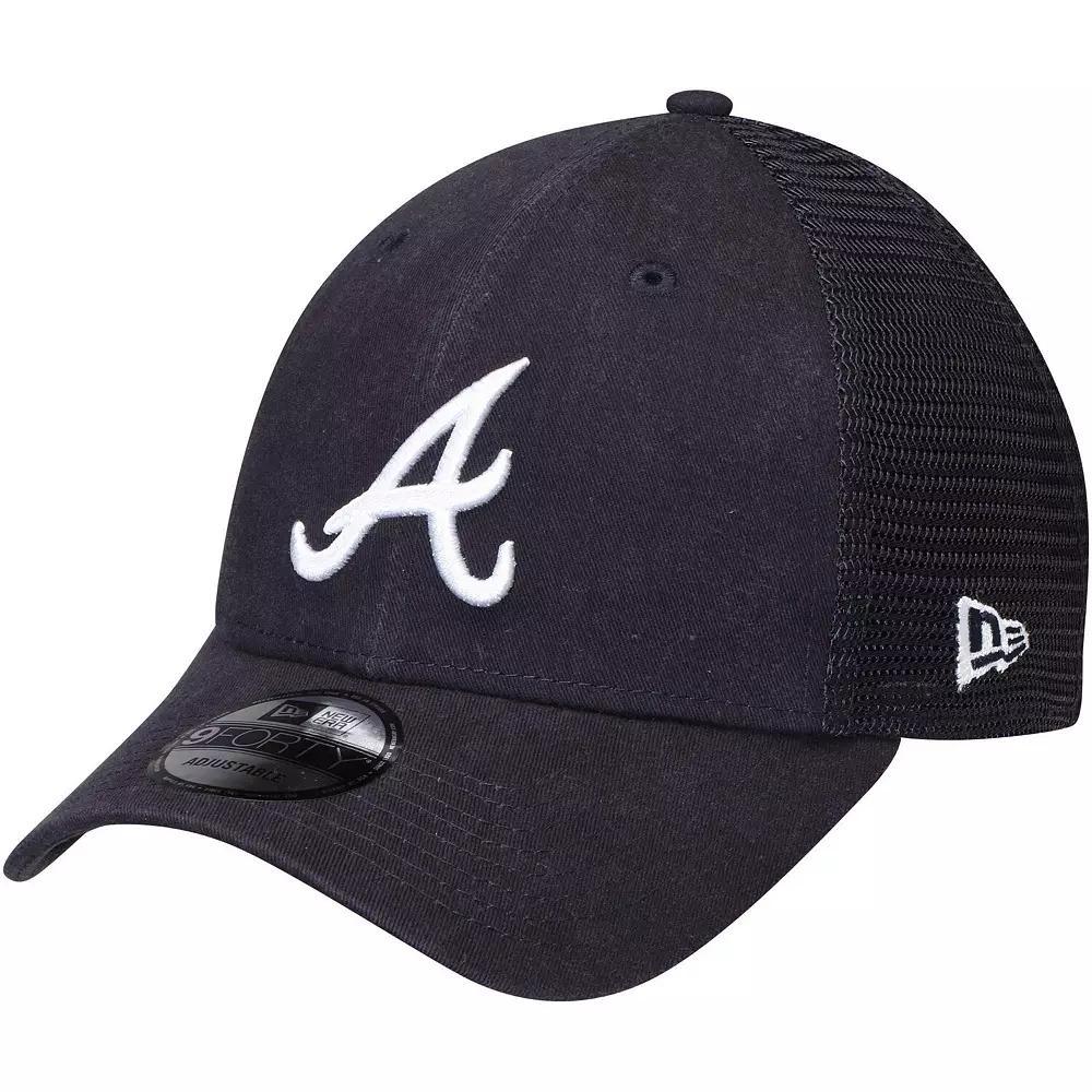 Mens New Era Atlanta Braves Trucker 9FORTY Adjustable Snapback Hat, Blue Product Image