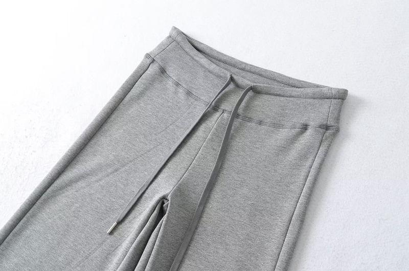 High Rise Plain Knit Wide Leg Pants Product Image