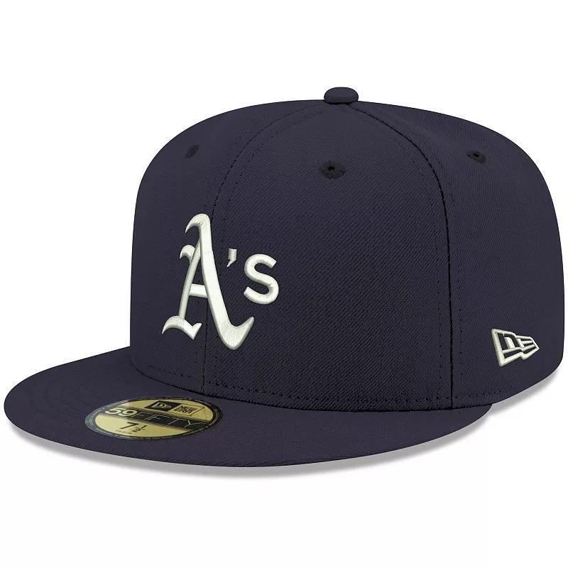 Men's New Era Navy Oakland Athletics White Logo 59FIFTY Fitted Hat, Size: 7 7/8, Blue Product Image