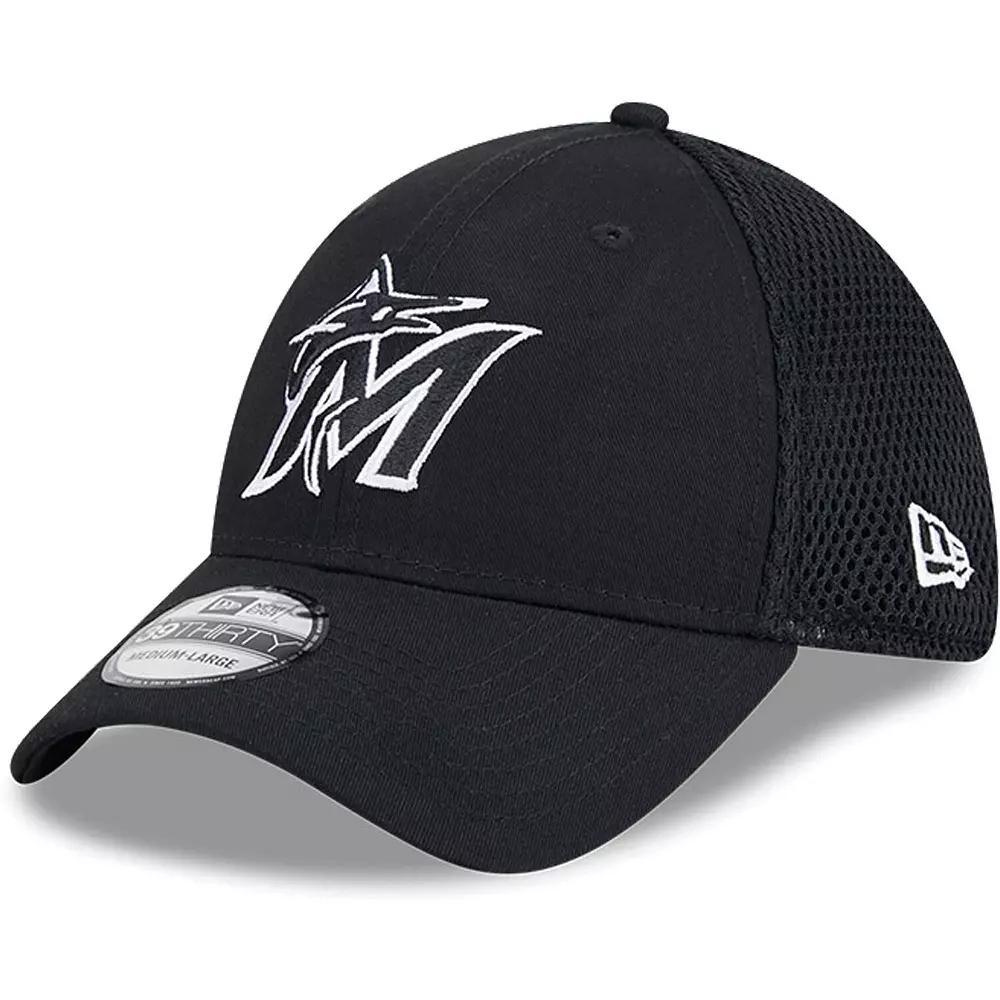 Men's New Era Miami Marlins Evergreen Black & White Neo 39THIRTY Flex Hat, Size: Large/XL Product Image