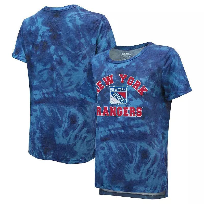 Women's Majestic Threads Black Philadelphia Flyers Boyfriend Tie-Dye Tri-Blend T-Shirt, Size: XL, Fly Black Product Image