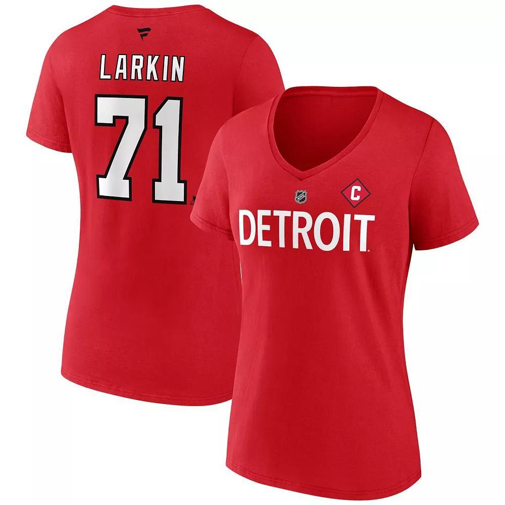 Women's Fanatics Branded Dylan Larkin Red Detroit Red Wings Special Edition 2.0 Name & Number V-Neck T-Shirt, Size: Large Product Image