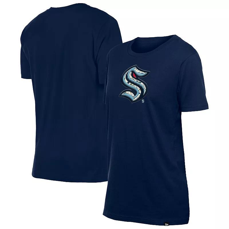 Women's New Era  Navy Seattle Kraken Glam Game Floral T-Shirt, Size: Large, Krk Blue Product Image