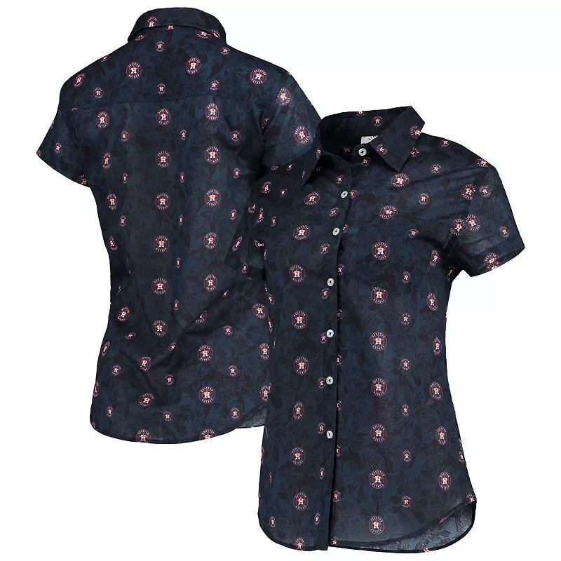 Women's FOCO Navy Houston Astros Floral Button Up Shirt, Size: Small, Blue Product Image