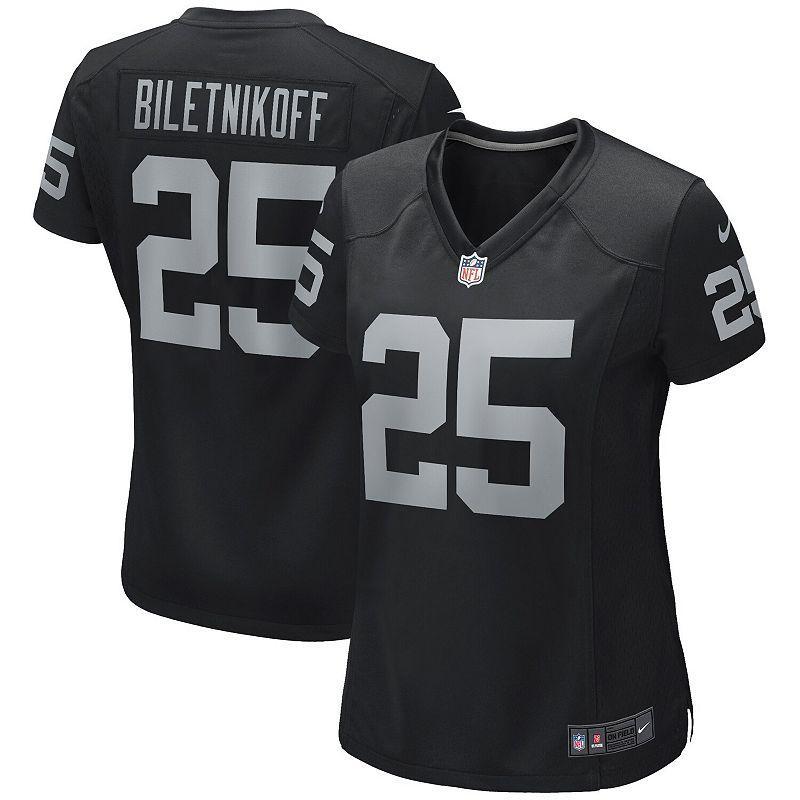 Women's Nike Fred Biletnikoff Black Las Vegas Raiders Game Retired Player Jersey, Size: XL, Lvr Black Product Image