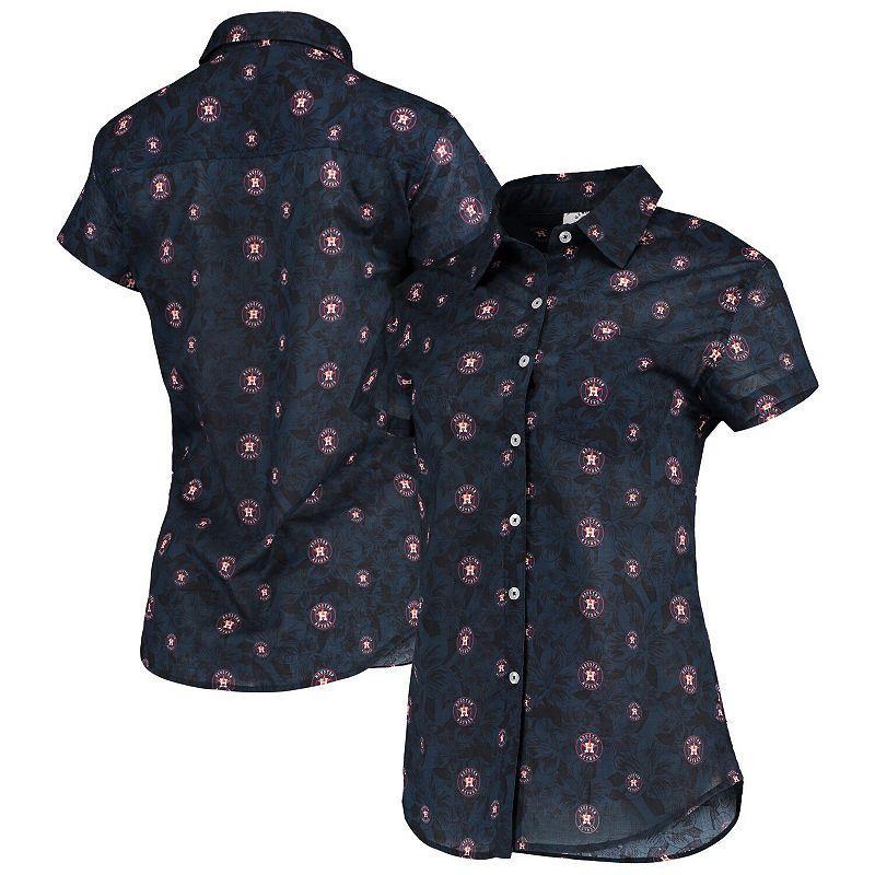Women's FOCO Navy Houston Astros Floral Button Up Shirt, Size: Small, Blue Product Image