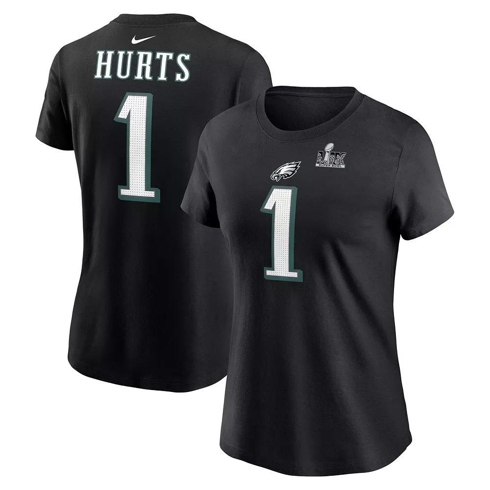 Women's Nike Jalen Hurts Black Philadelphia Eagles Super Bowl LIX Name & Number T-Shirt, Size: XL Product Image