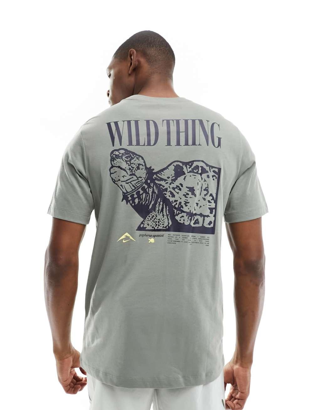 Nike Running Trail Dri-Fit graphic T-shirt in gray Product Image