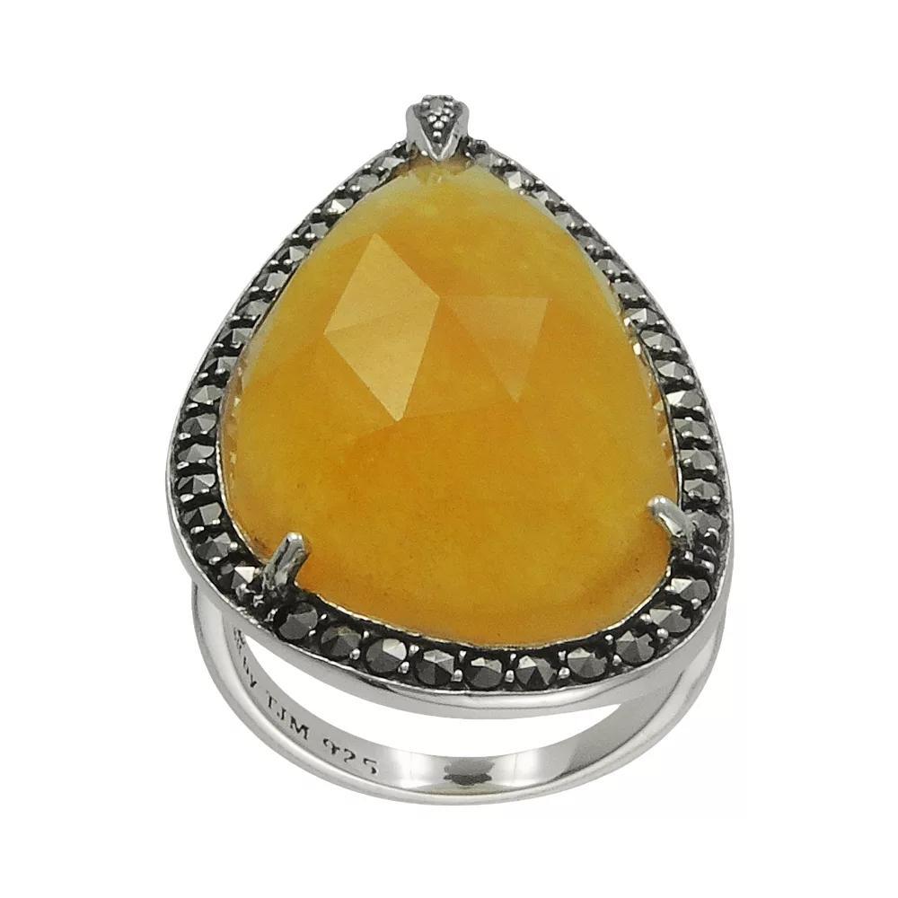Sterling Yellow Jade Teardrop Ring, Women's, Size: 9 Product Image