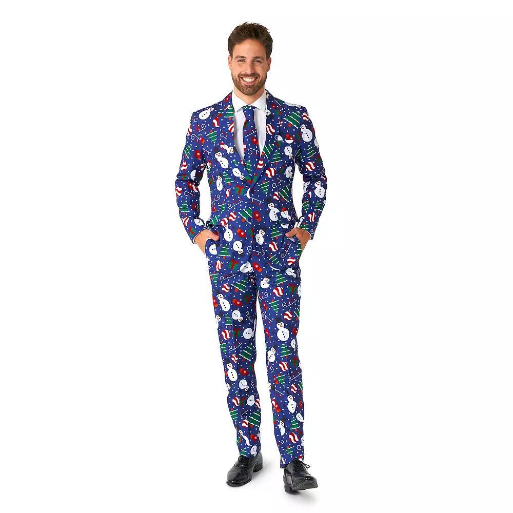Men's Suitmeister Christmas Snowman Slim Fit Suit, Size: Small, Christmas Snowman Blue Product Image
