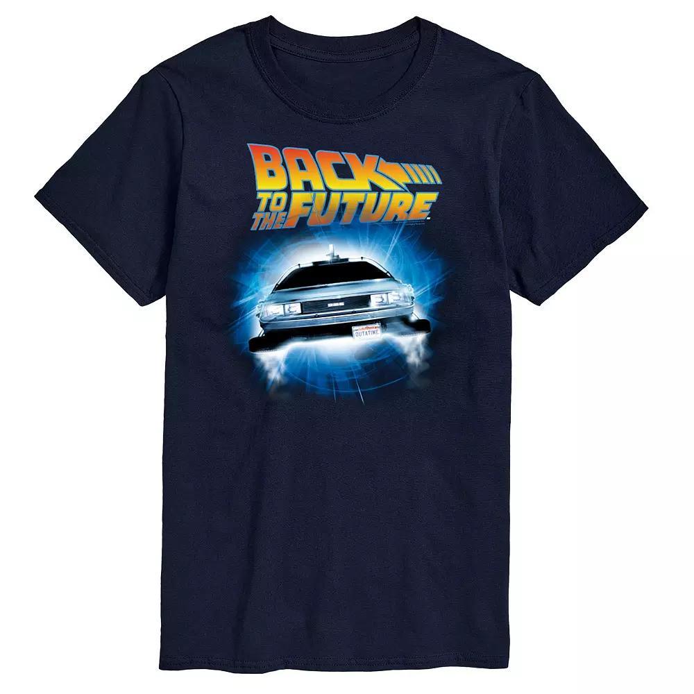 Big & Tall Back To The Future Logo And Delorean Graphic Tee, Mens Blue Product Image