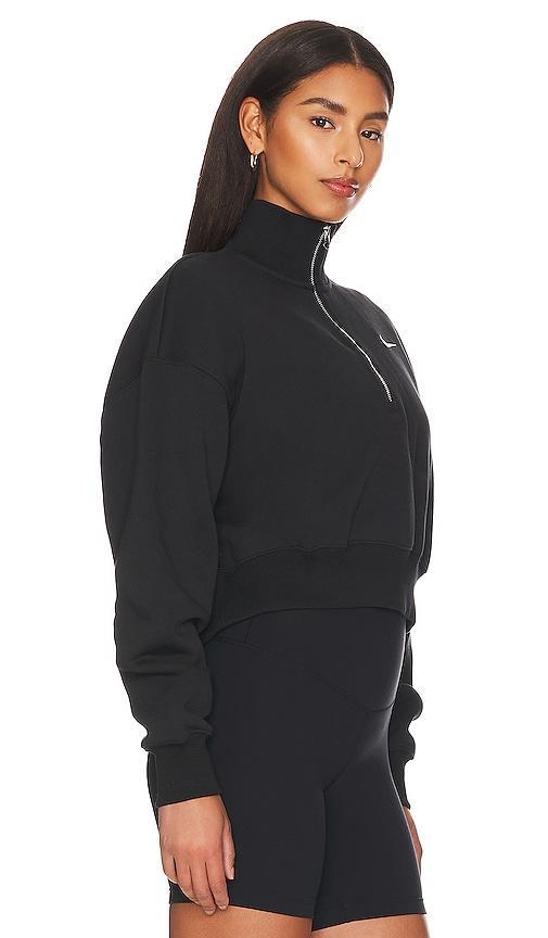 Nike Women's Sportswear Phoenix Fleece Oversized Half-Zip Crop Sweatshirt in Black/Black Size Medium Cotton/Polyester/Fleece Product Image