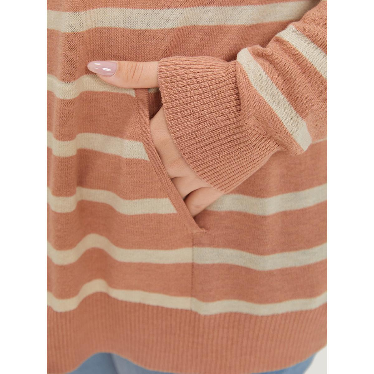 Plus Size Supersoft Essentials Striped Pocket Button Through Cardigan Crepe Women Casual Loose Long Sleeve Dailywear Cardigans BloomChic 10/M Product Image