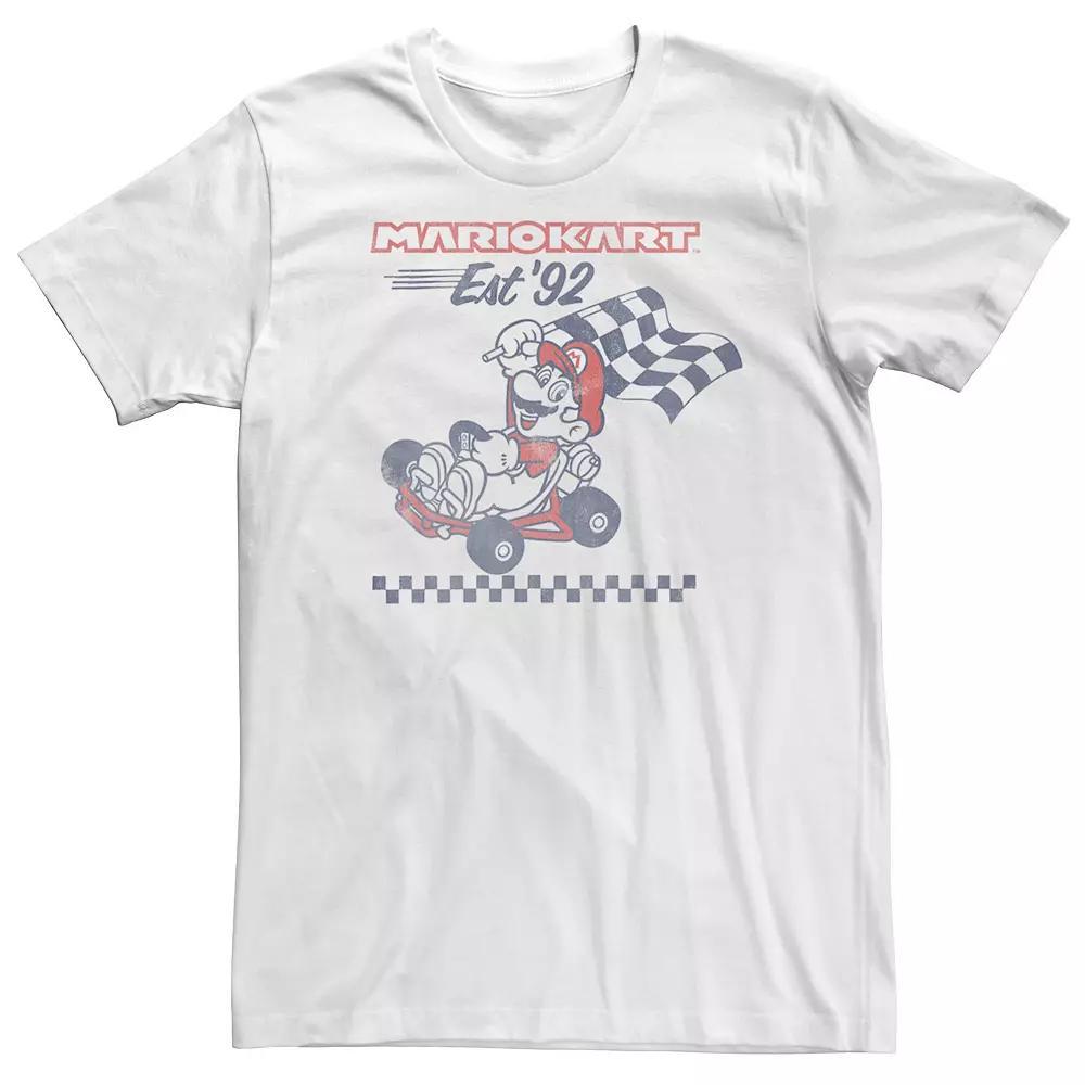 Big & Tall Mario Kart Est. '92 Flag Tee, Men's, Size: 5XL, White Product Image