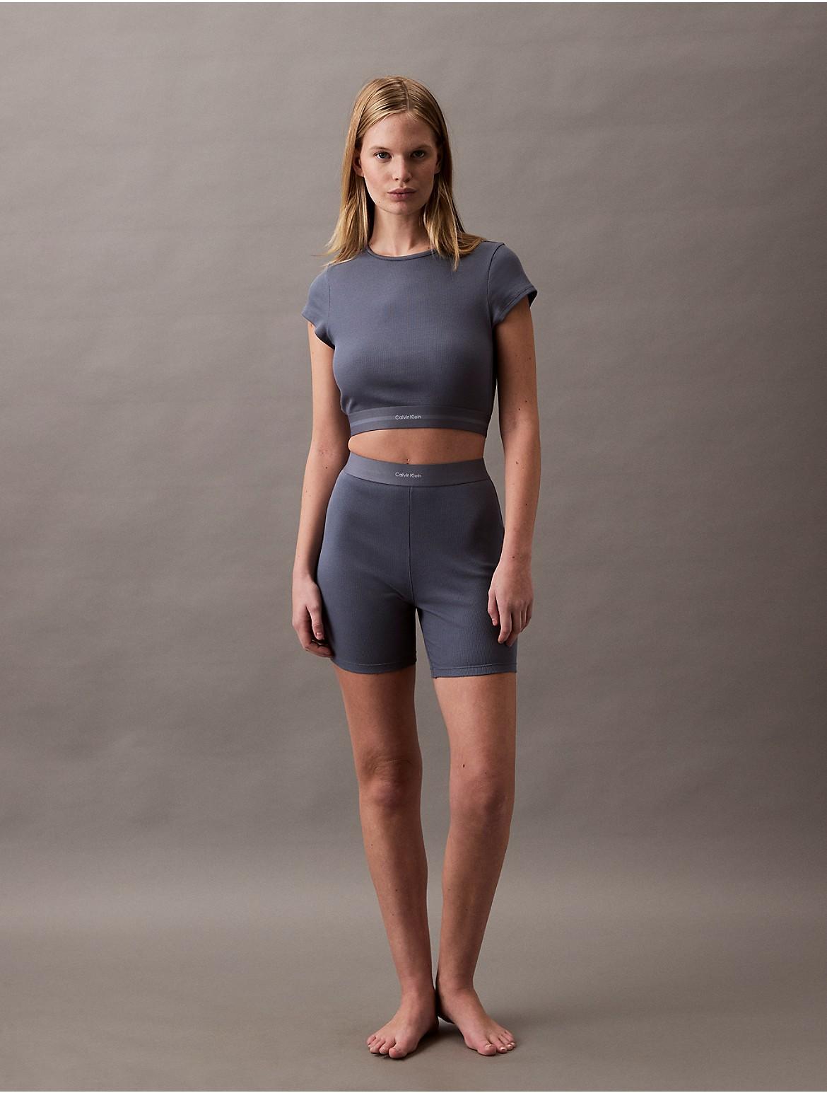 Calvin Klein Women's Cotton Stretch Rib Bike Shorts - Grey - L Product Image