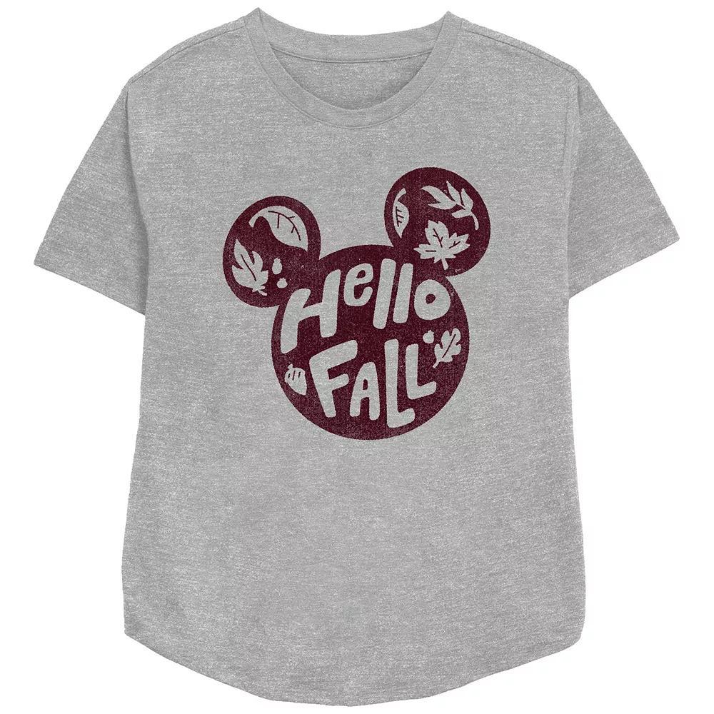 Disney's Mickey Mouse Juniors' Hello Fall Relaxed Fit Graphic Tee, Women's, Size: XXL, Athletic Grey Product Image