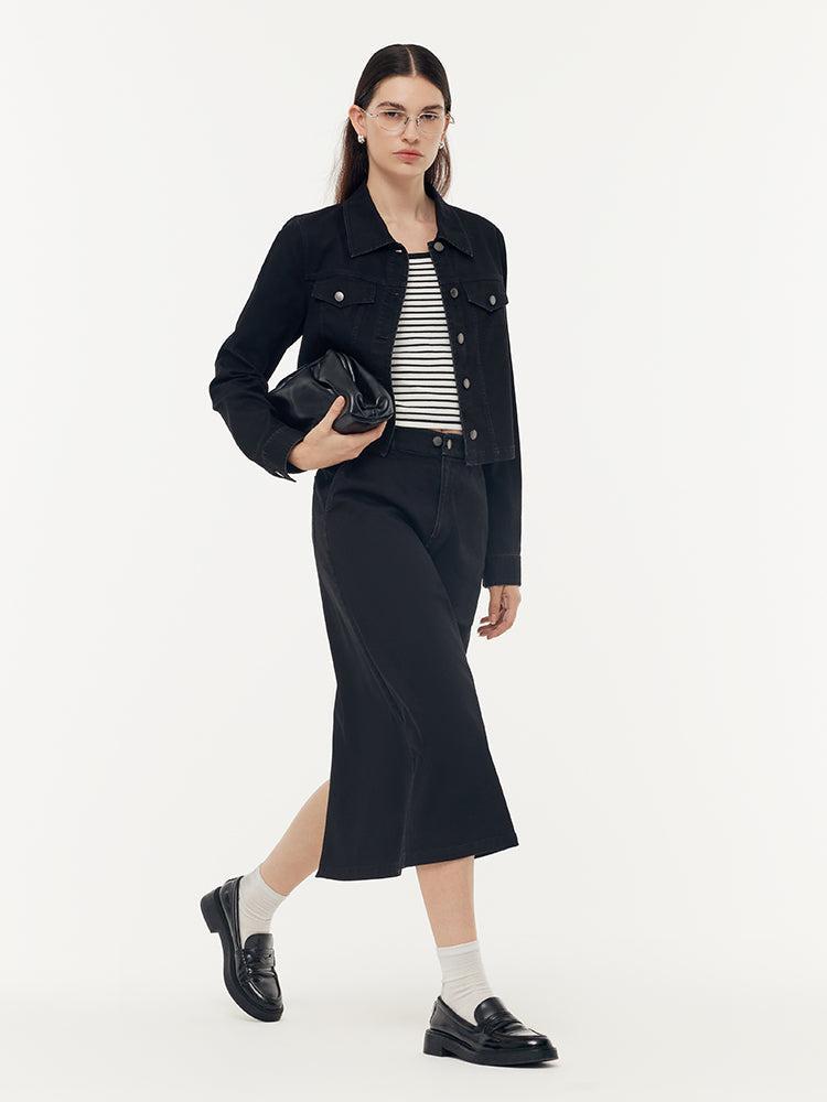 Denim Jacket And Camisole And Adjustable Waist Skirt Three-Piece Set Product Image