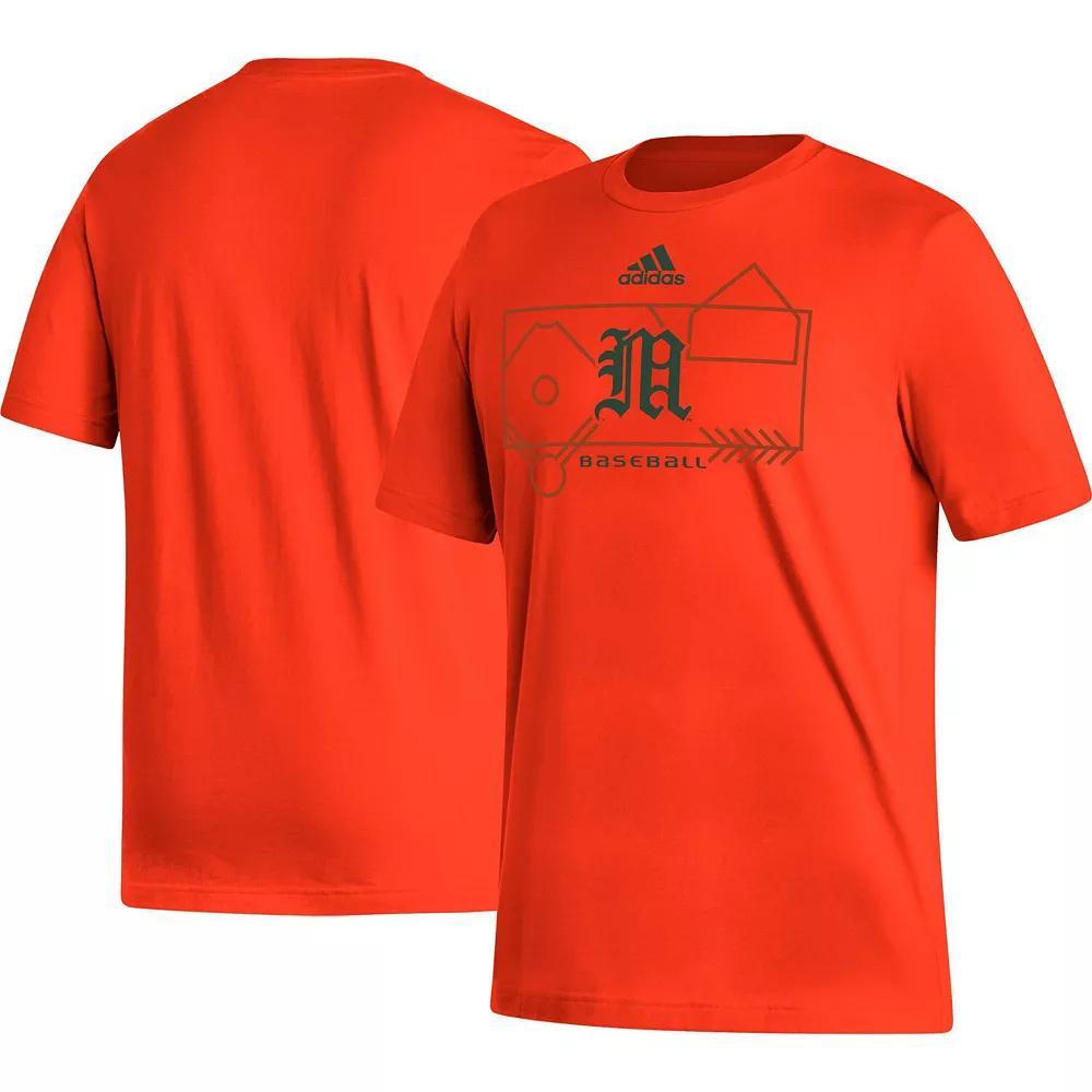 Men's adidas Orange Miami Hurricanes Locker Lines Baseball Fresh T-Shirt, Size: Large Product Image