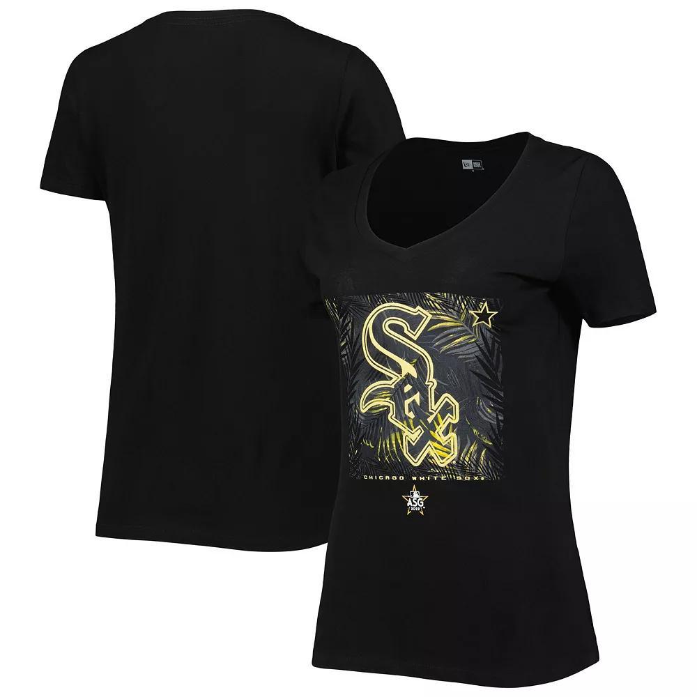 Women's New Era Black Chicago White Sox 2022 MLB All-Star Game Hat Hook-Up V-Neck T-Shirt, Size: Medium Product Image
