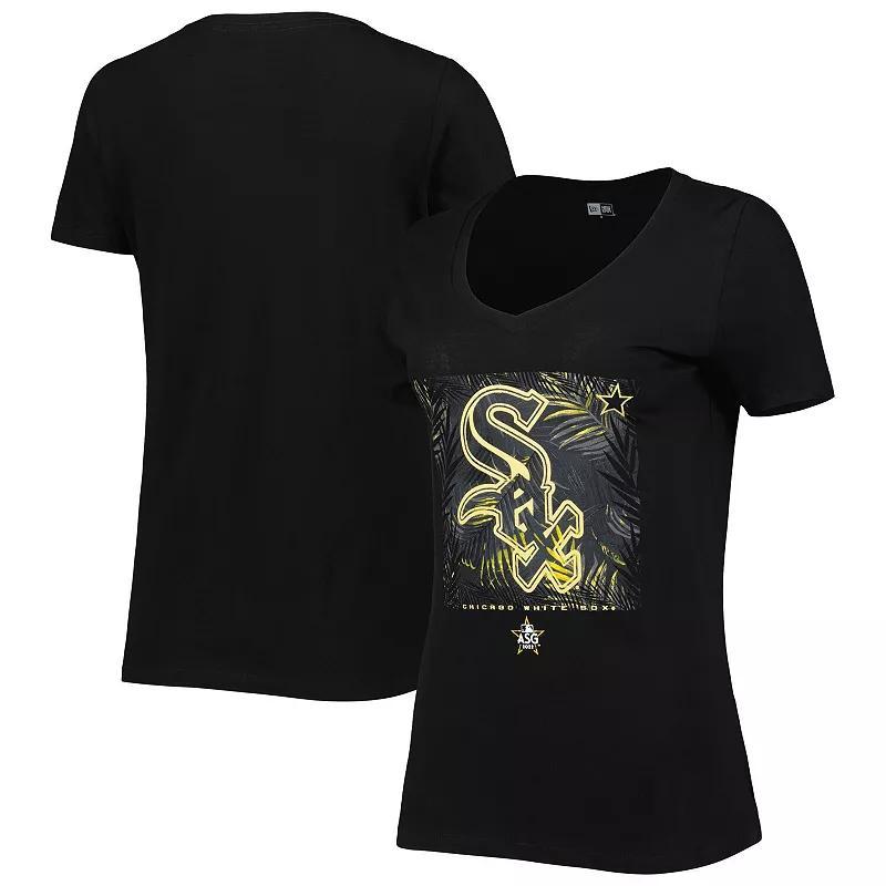 Women's New Era Black Chicago White Sox 2022 MLB All-Star Game Hat Hook-Up V-Neck T-Shirt, Size: Medium Product Image