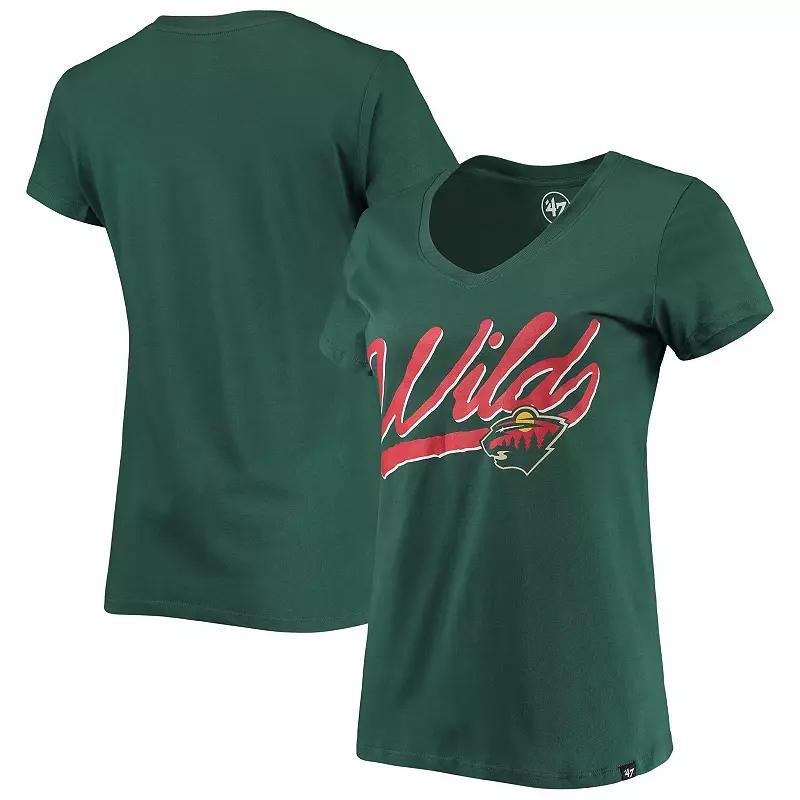 Womens 47 Minnesota Wild Script Sweep Ultra Rival V-Neck T-Shirt Product Image