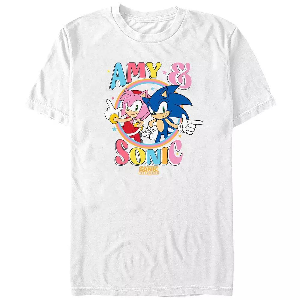 Men's Sonic The Hedgehog Amy And Sonic Graphic Tee, Size: Large, White Product Image